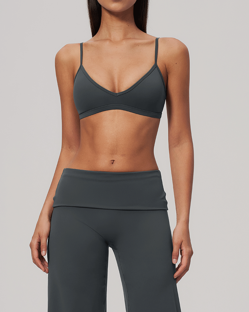 Sculpted V-Neck Open-Back Sports Bra