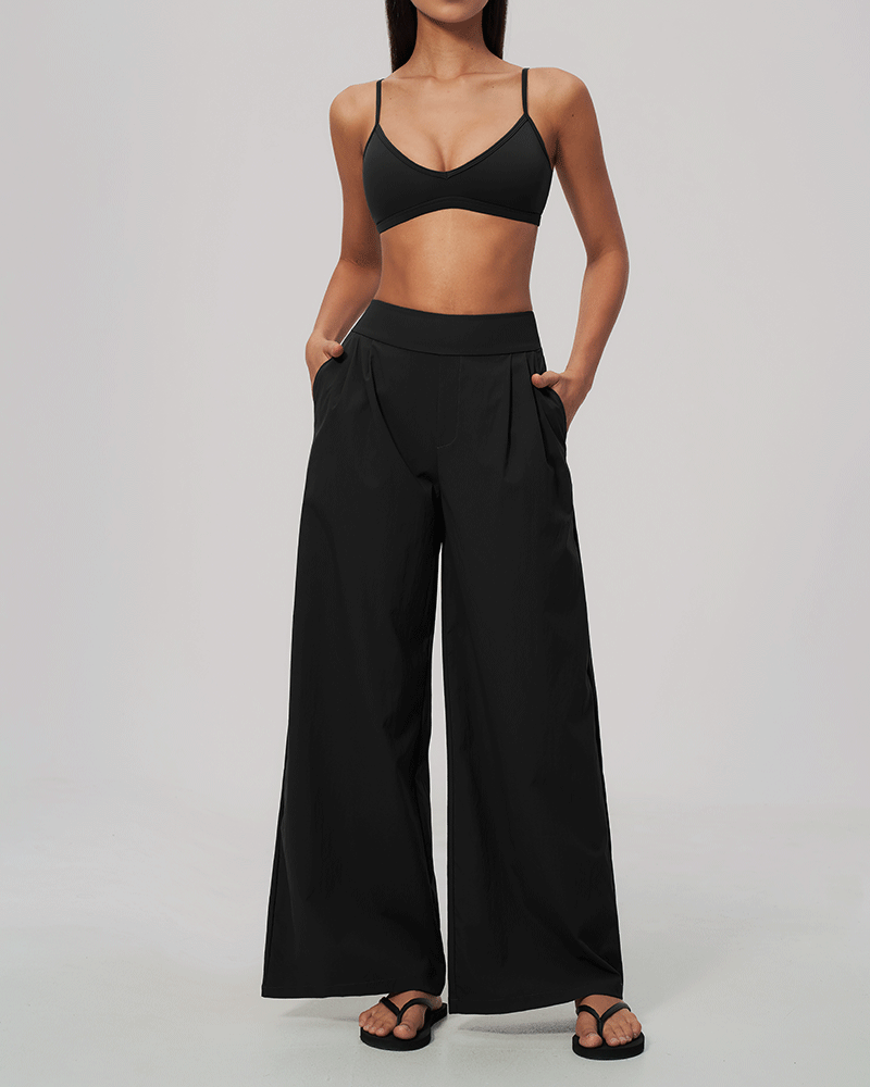 Sculpted V-Neck Open-Back Sports Bra