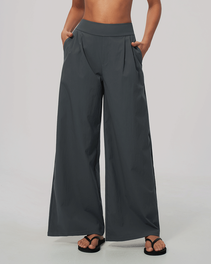 High-Waist Dual-Waistband Wide-Leg Pants