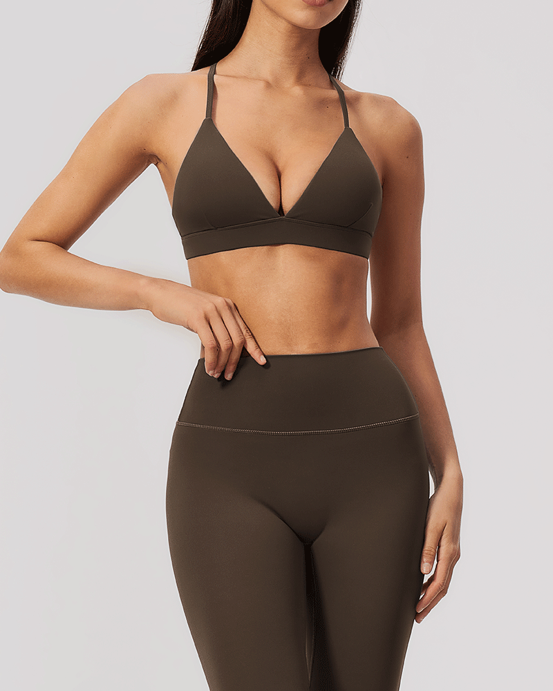 Brushed V-Neck Crossback Performance Bra