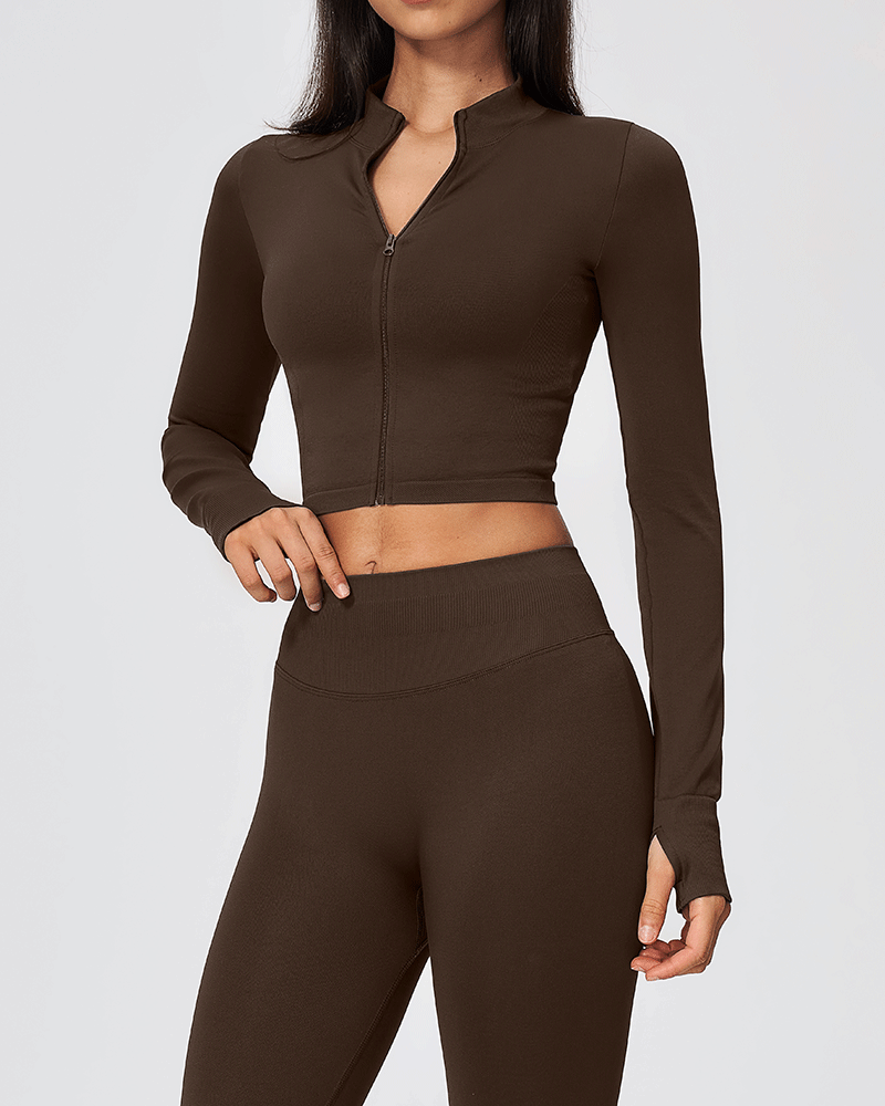 Sculpted Cropped Zip-Up Performance Jacket