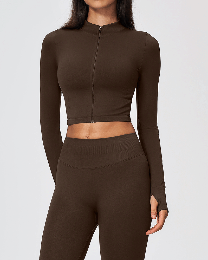 Sculpted Cropped Zip-Up Performance Jacket