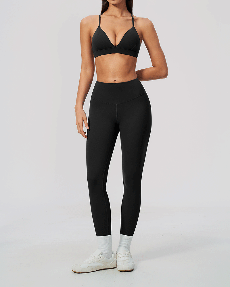 Brushed V-Neck Crossback Performance Bra
