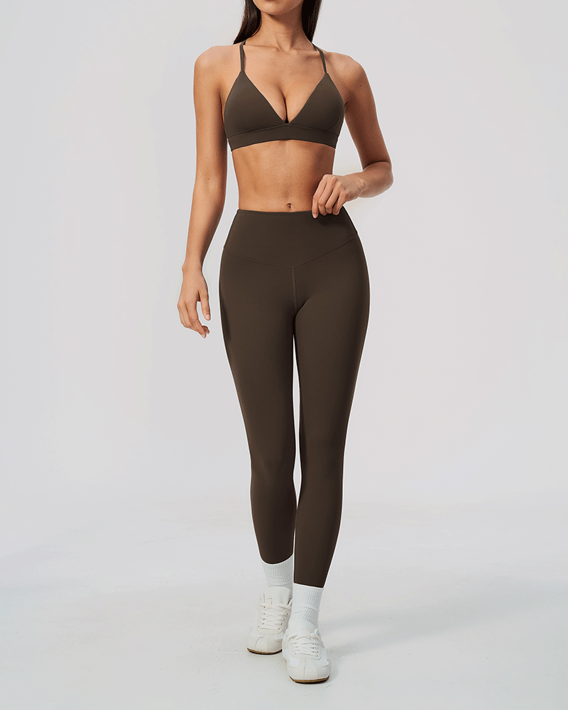 Brushed V-Neck Crossback Performance Bra