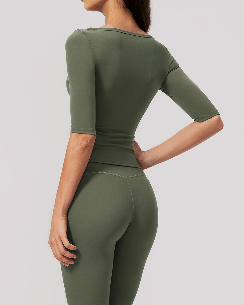 Brushed Sculpted Boat-Neck Yoga Top