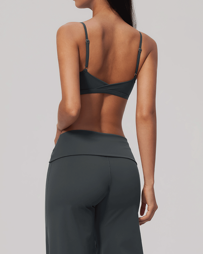 Sculpted V-Neck Open-Back Sports Bra