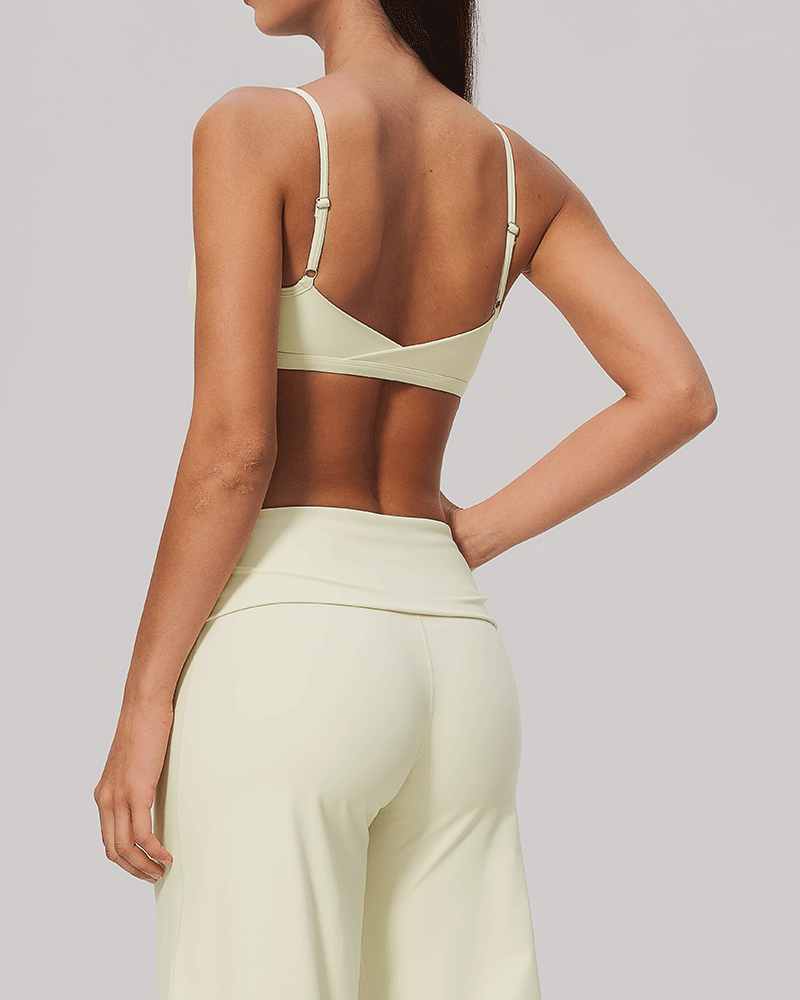 Sculpted V-Neck Open-Back Sports Bra