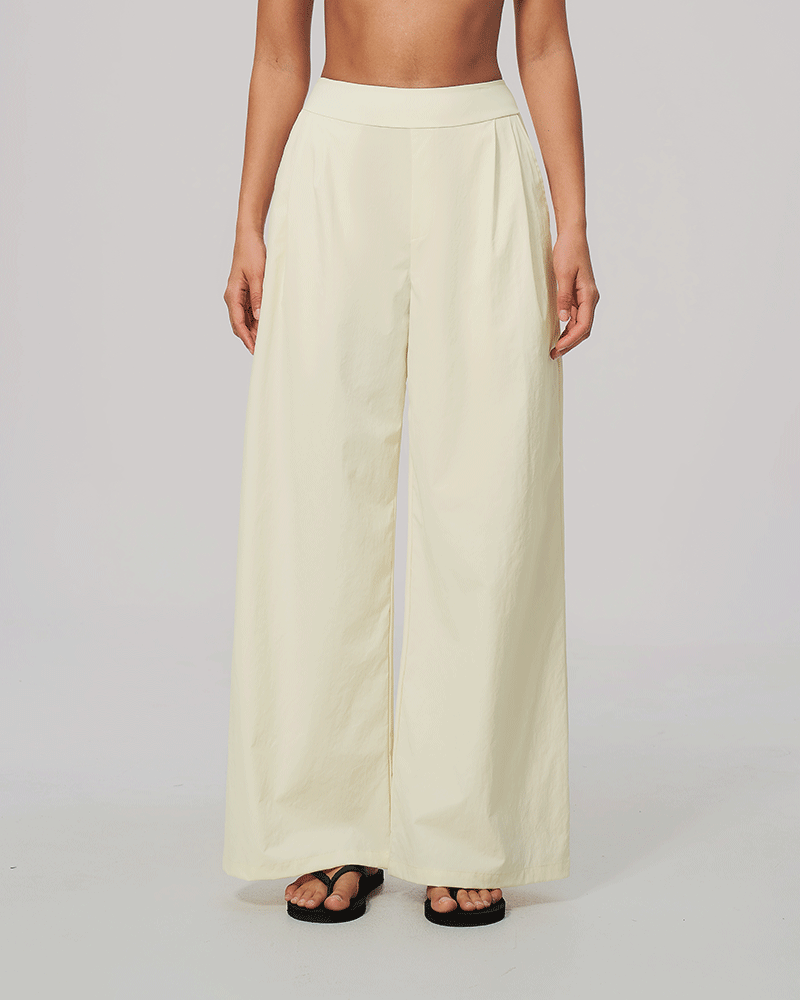High-Waist Dual-Waistband Wide-Leg Pants