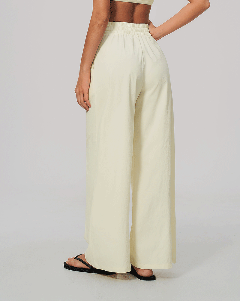 High-Waist Dual-Waistband Wide-Leg Pants