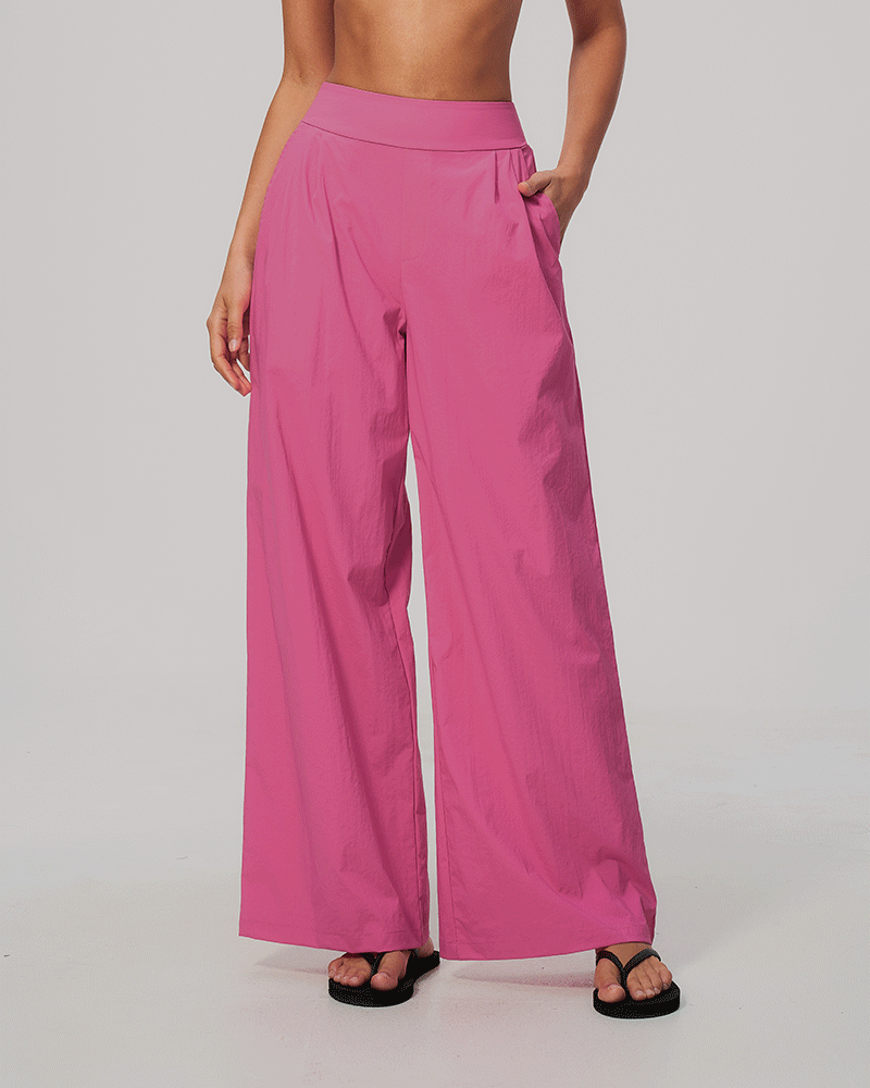 High-Waist Dual-Waistband Wide-Leg Pants