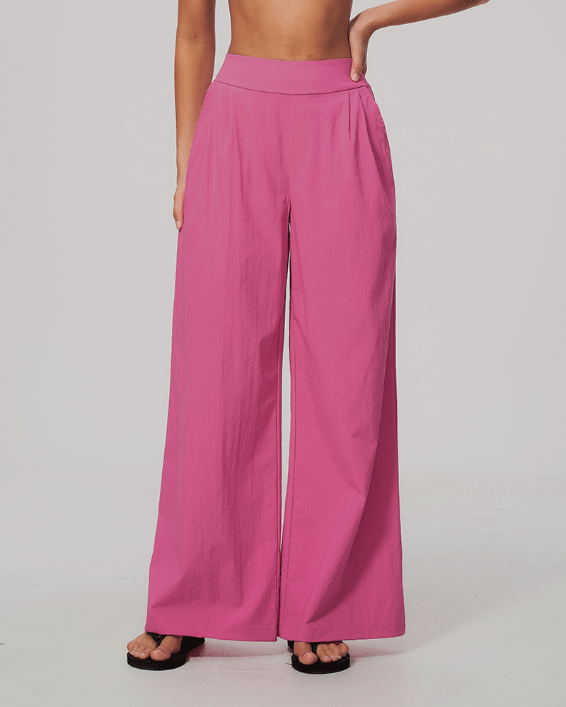 High-Waist Dual-Waistband Wide-Leg Pants