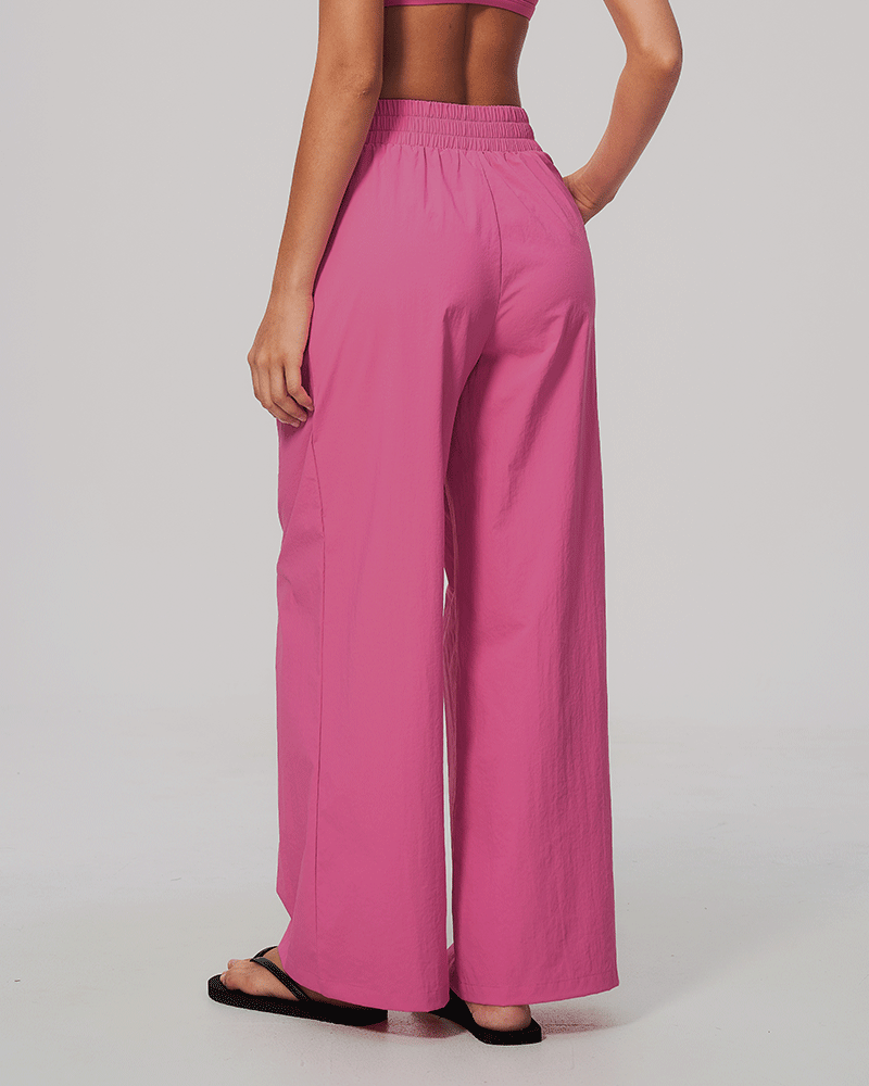 High-Waist Dual-Waistband Wide-Leg Pants