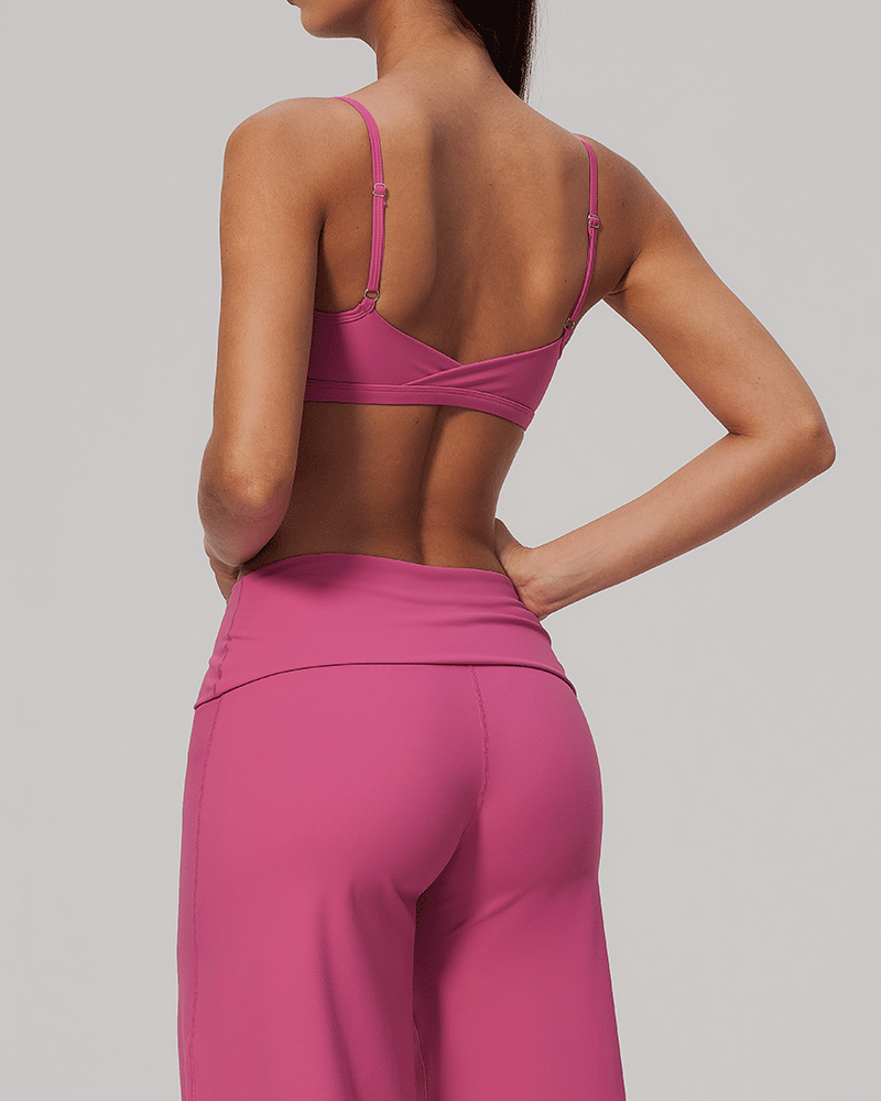 Sculpted V-Neck Open-Back Sports Bra