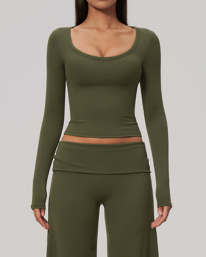 Sculpted Waist Long-Sleeve Performance Top