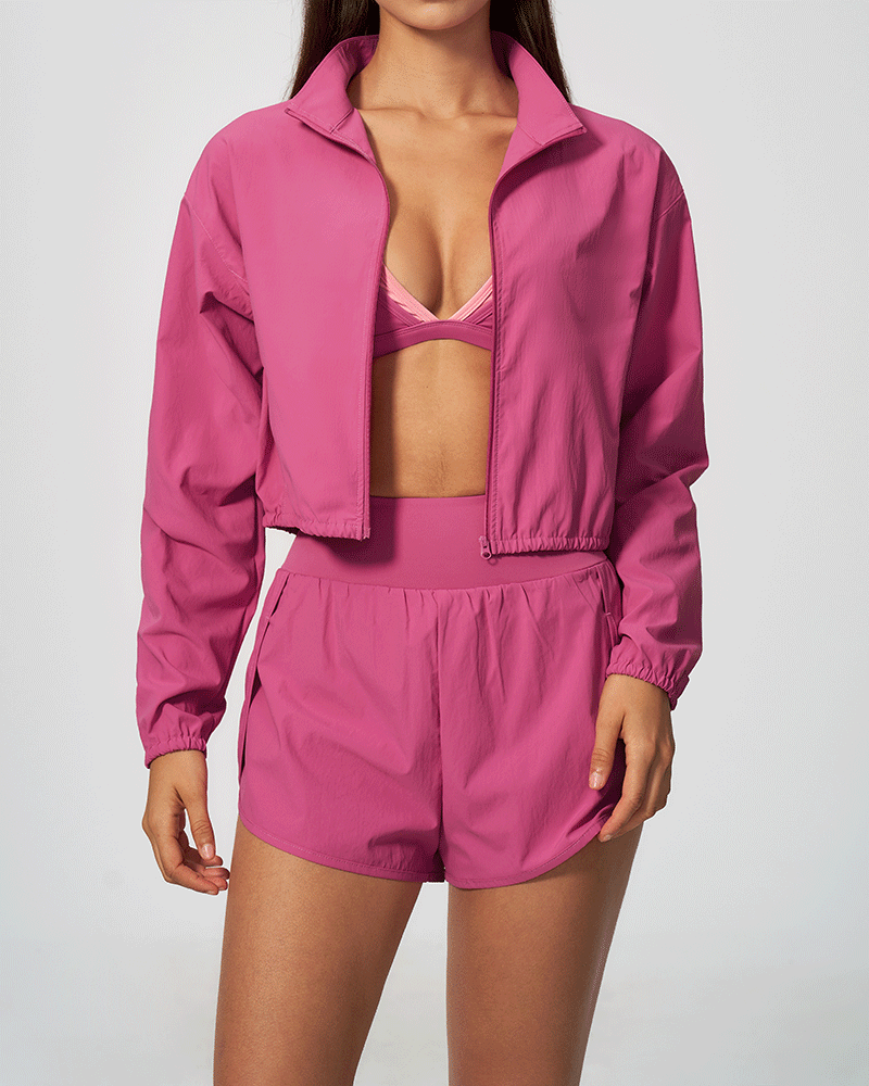 Cropped High-Neck Performance Jacket