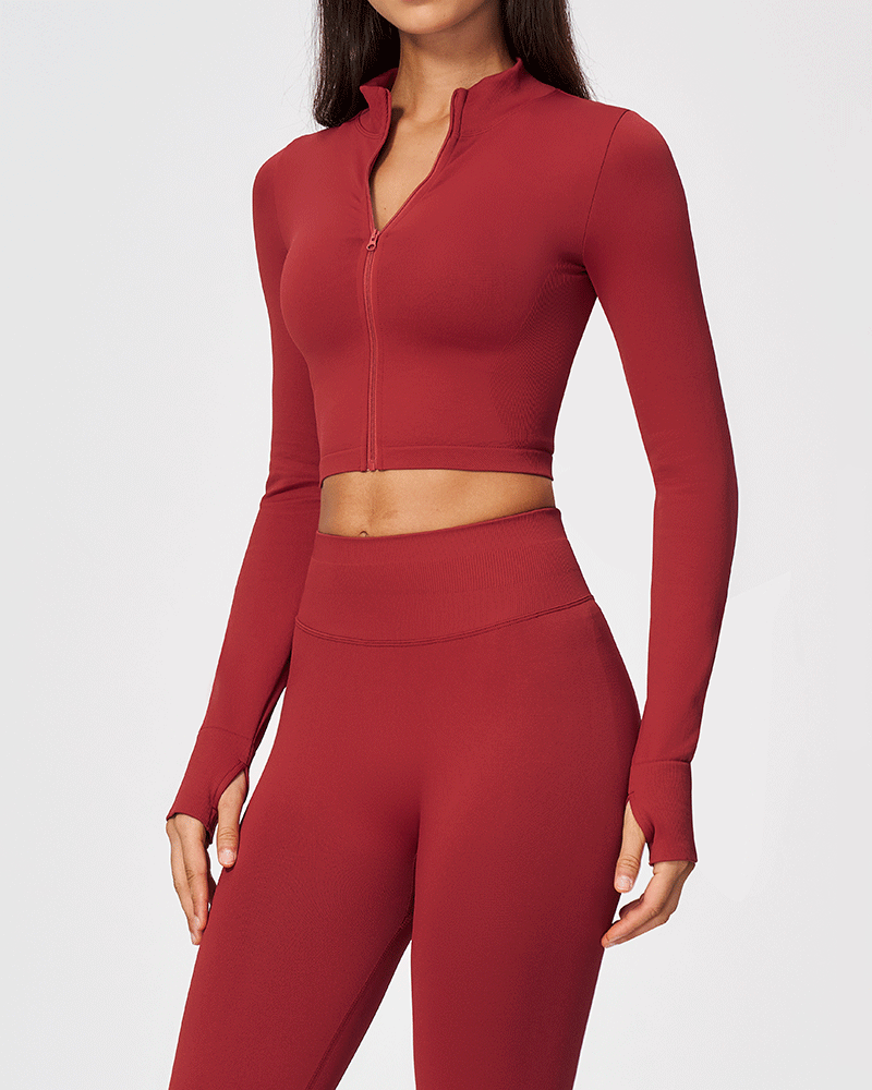 Sculpted Cropped Zip-Up Performance Jacket