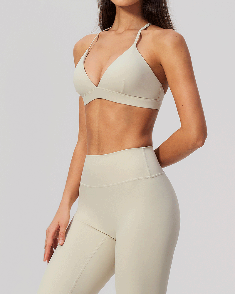 Brushed V-Neck Crossback Performance Bra