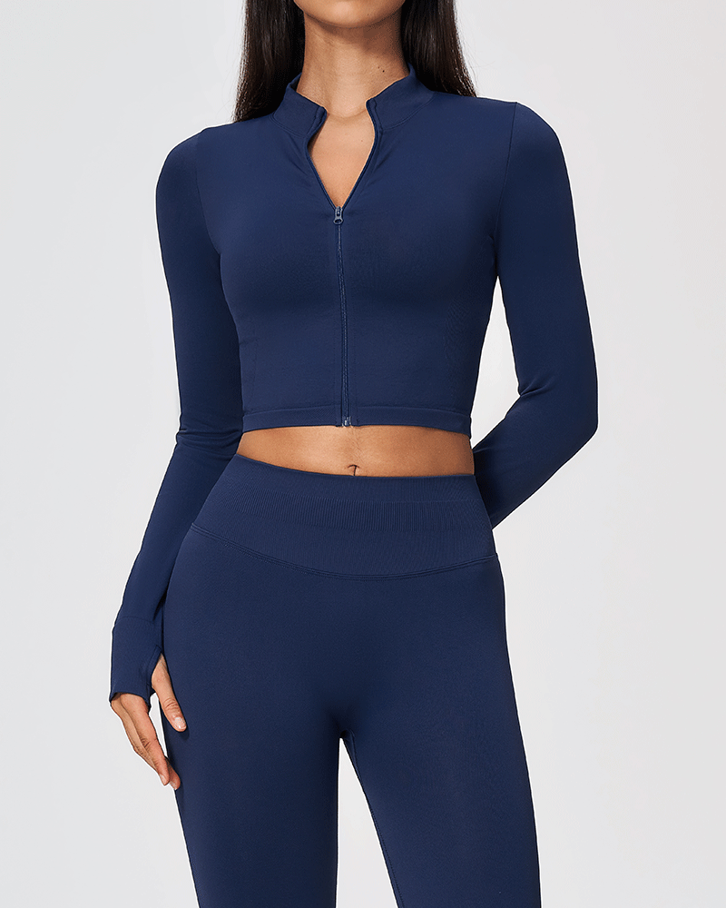 Sculpted Cropped Zip-Up Performance Jacket