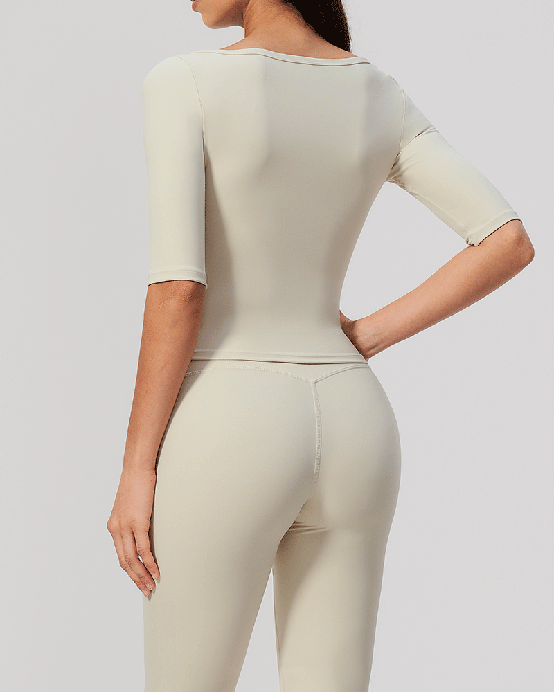 Brushed Sculpted Boat-Neck Yoga Top