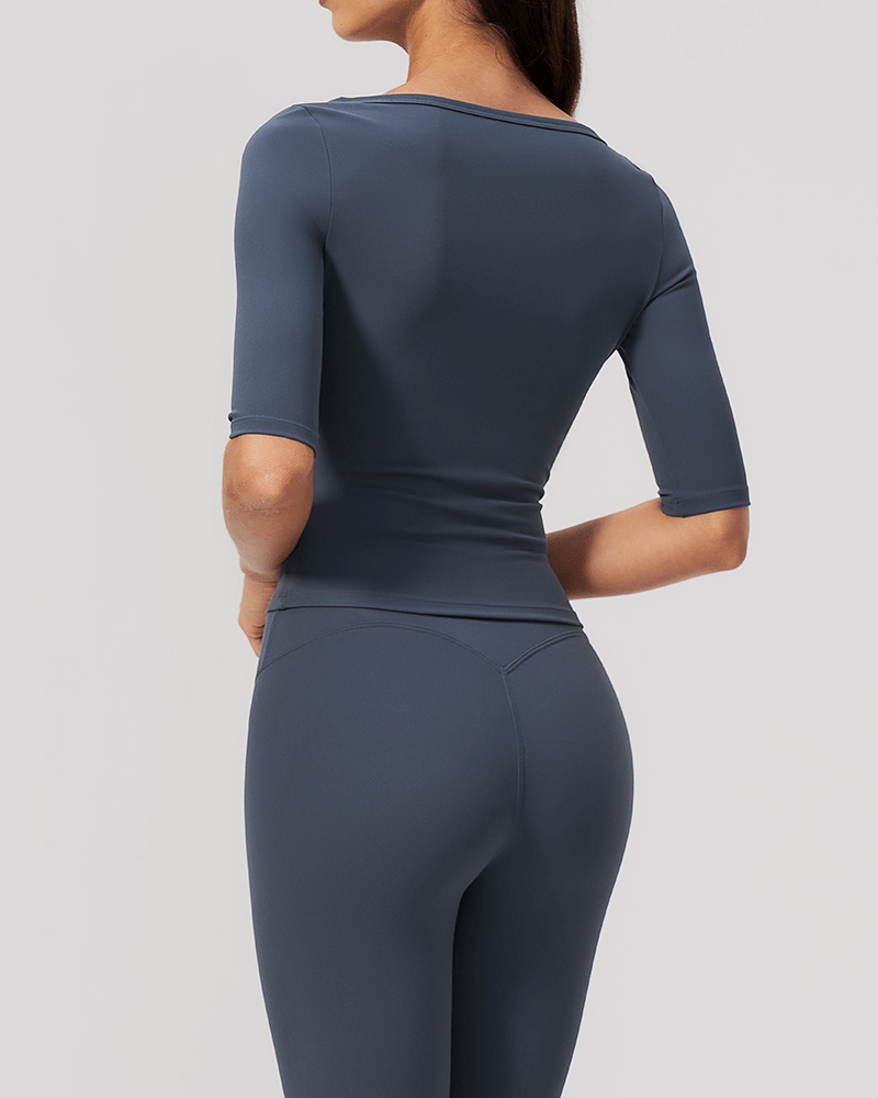 Brushed Sculpted Boat-Neck Yoga Top