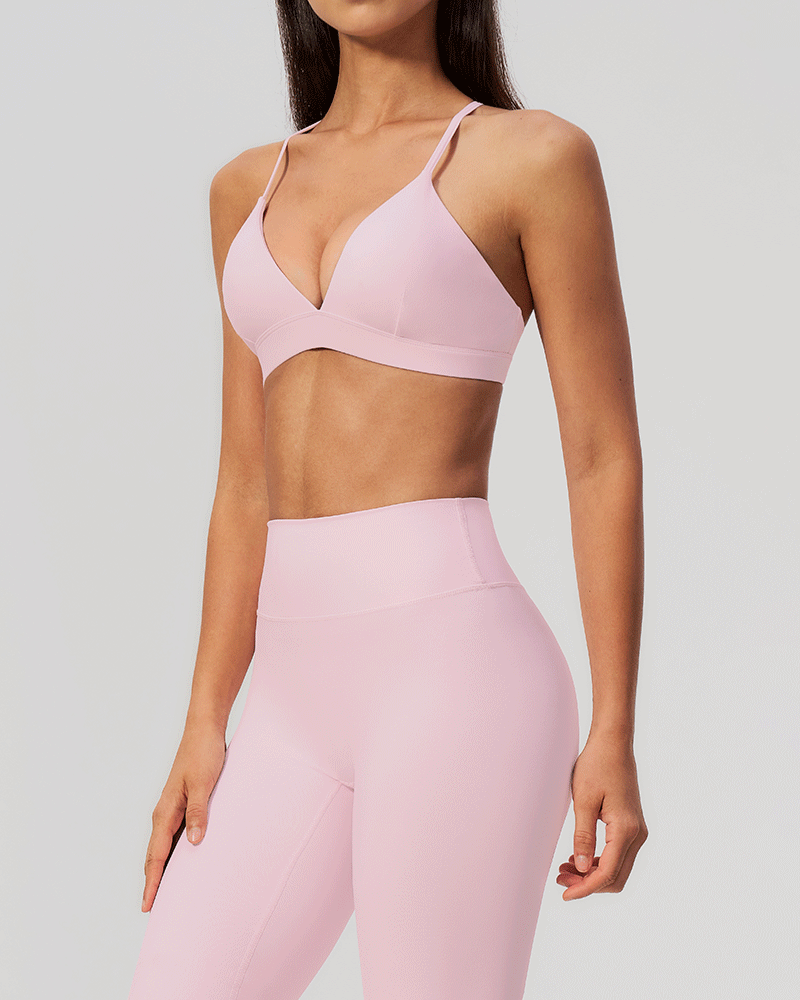 Brushed V-Neck Crossback Performance Bra