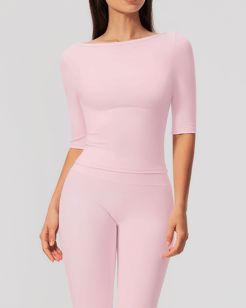 Brushed Sculpted Boat-Neck Yoga Top