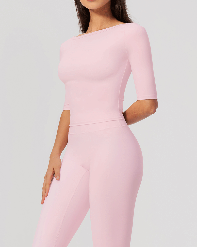 Brushed Sculpted Boat-Neck Yoga Top
