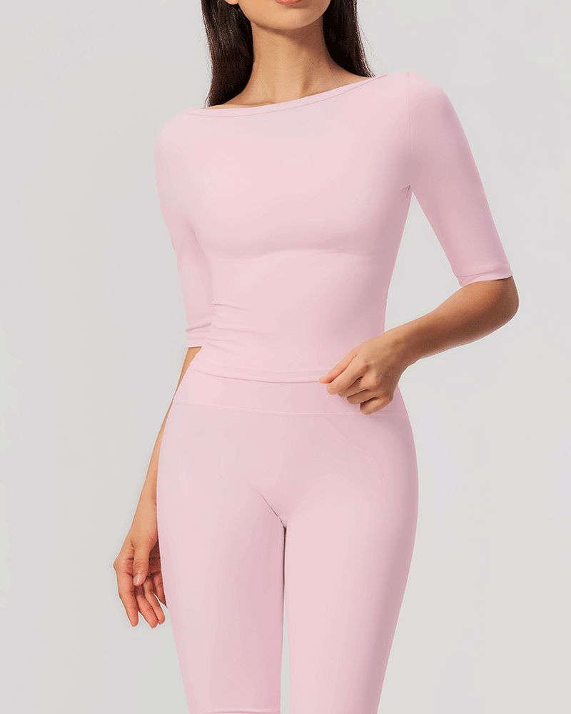 Brushed Sculpted Boat-Neck Yoga Top