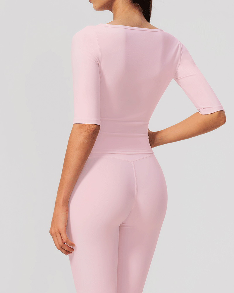 Brushed Sculpted Boat-Neck Yoga Top