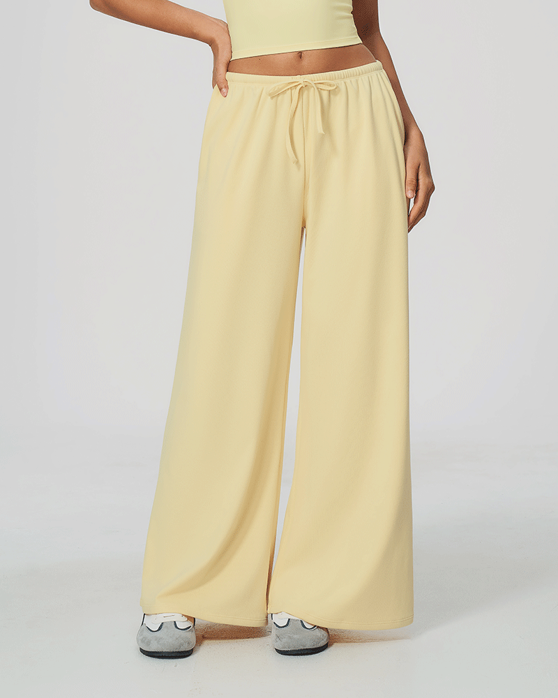 Drawstring Relaxed Wide-Leg Pants