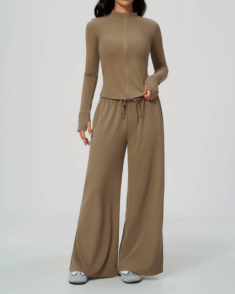Drawstring Relaxed Wide-Leg Pants