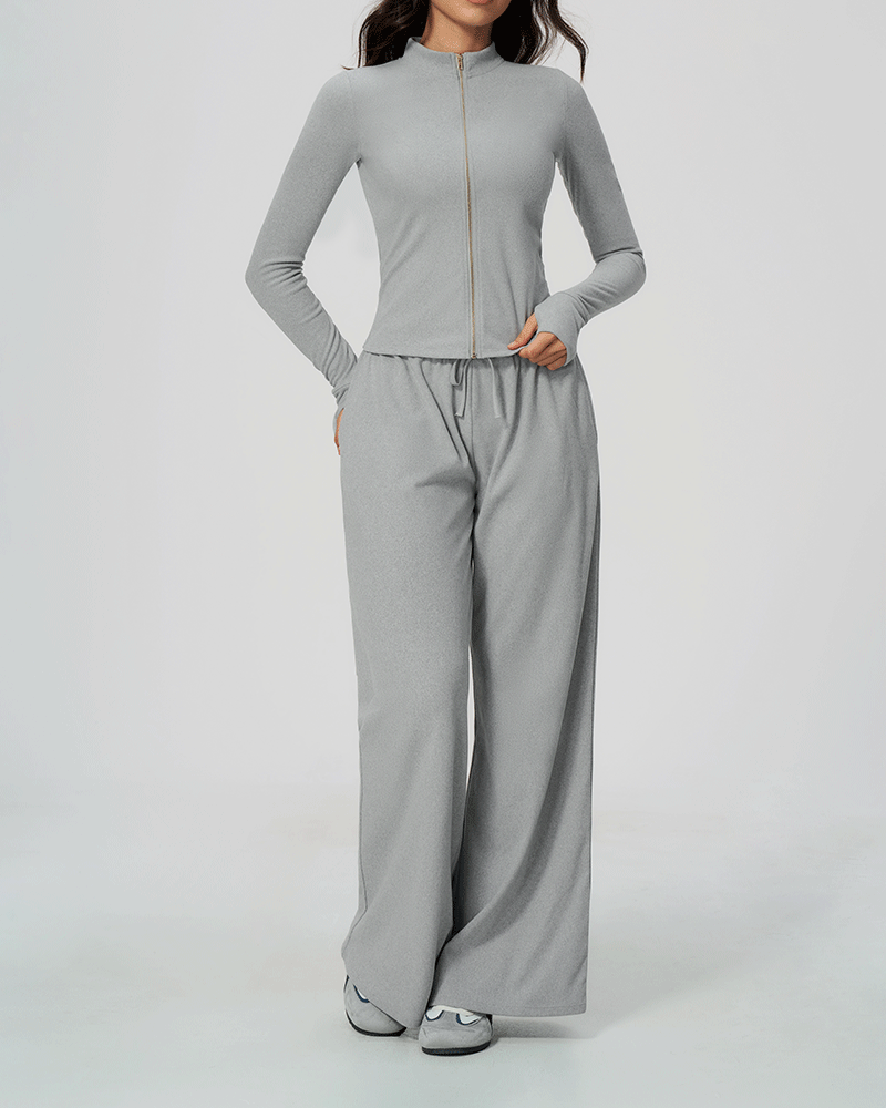 Drawstring Relaxed Wide-Leg Pants