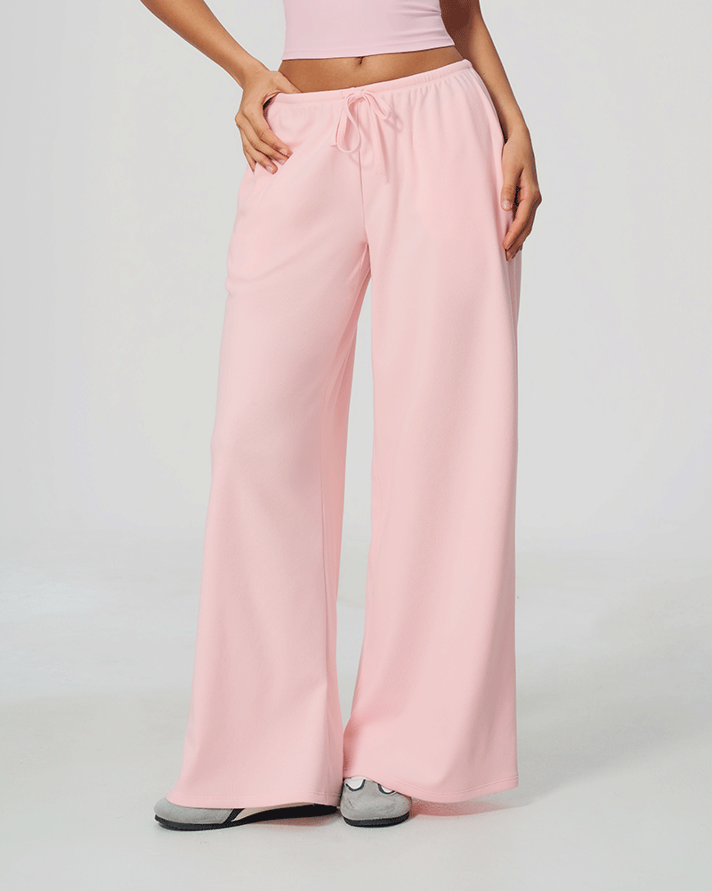Drawstring Relaxed Wide-Leg Pants