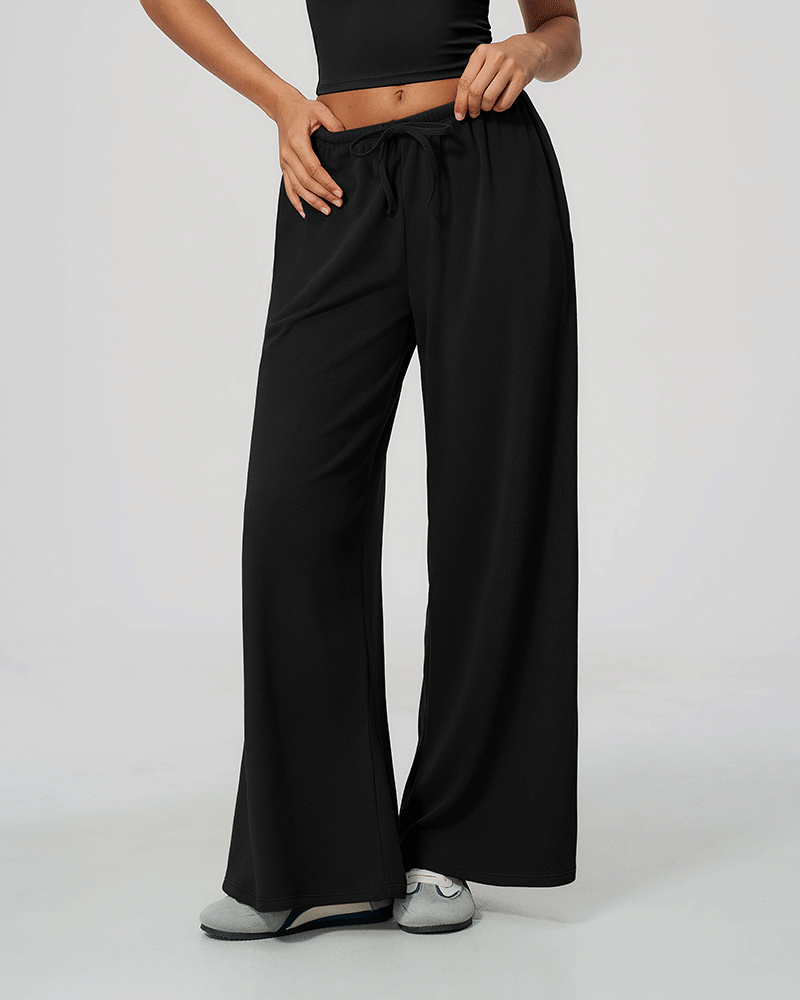 Drawstring Relaxed Wide-Leg Pants