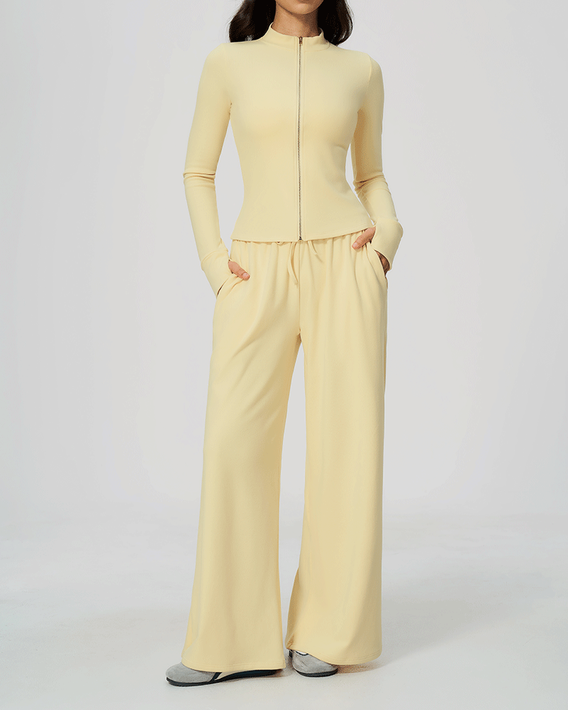 Drawstring Relaxed Wide-Leg Pants