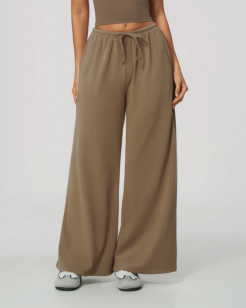 Drawstring Relaxed Wide-Leg Pants