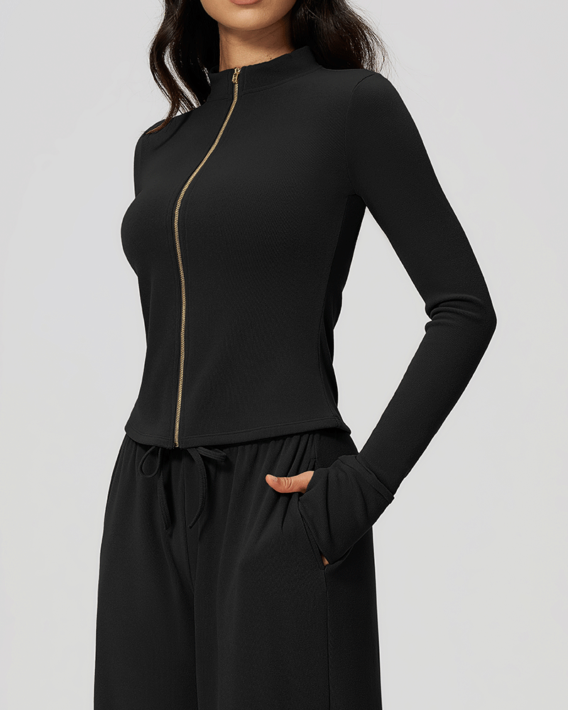 High-Neck Zip-Up Performance Jacket