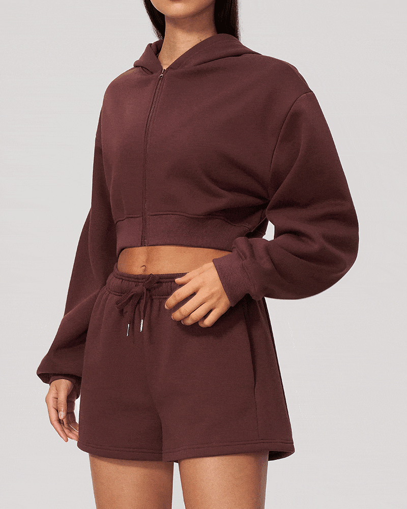 Cropped Zip-Up Hoodie Jacket for Women