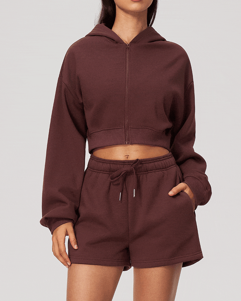 Cropped Zip-Up Hoodie Jacket for Women