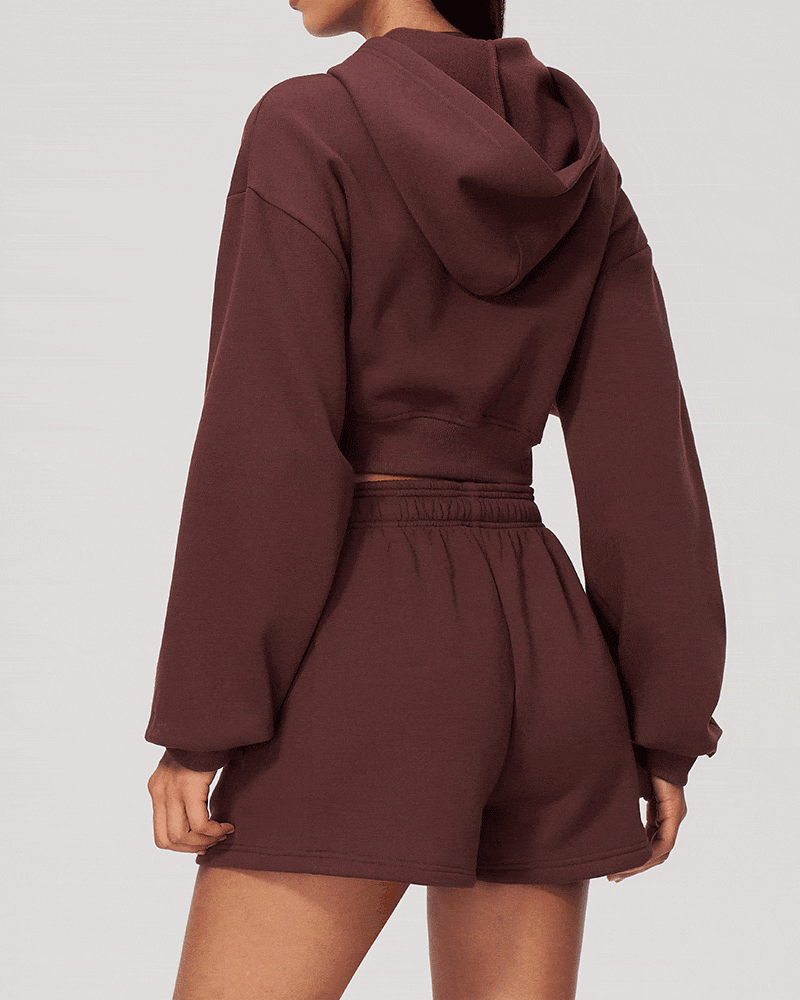 Cropped Zip-Up Hoodie Jacket for Women