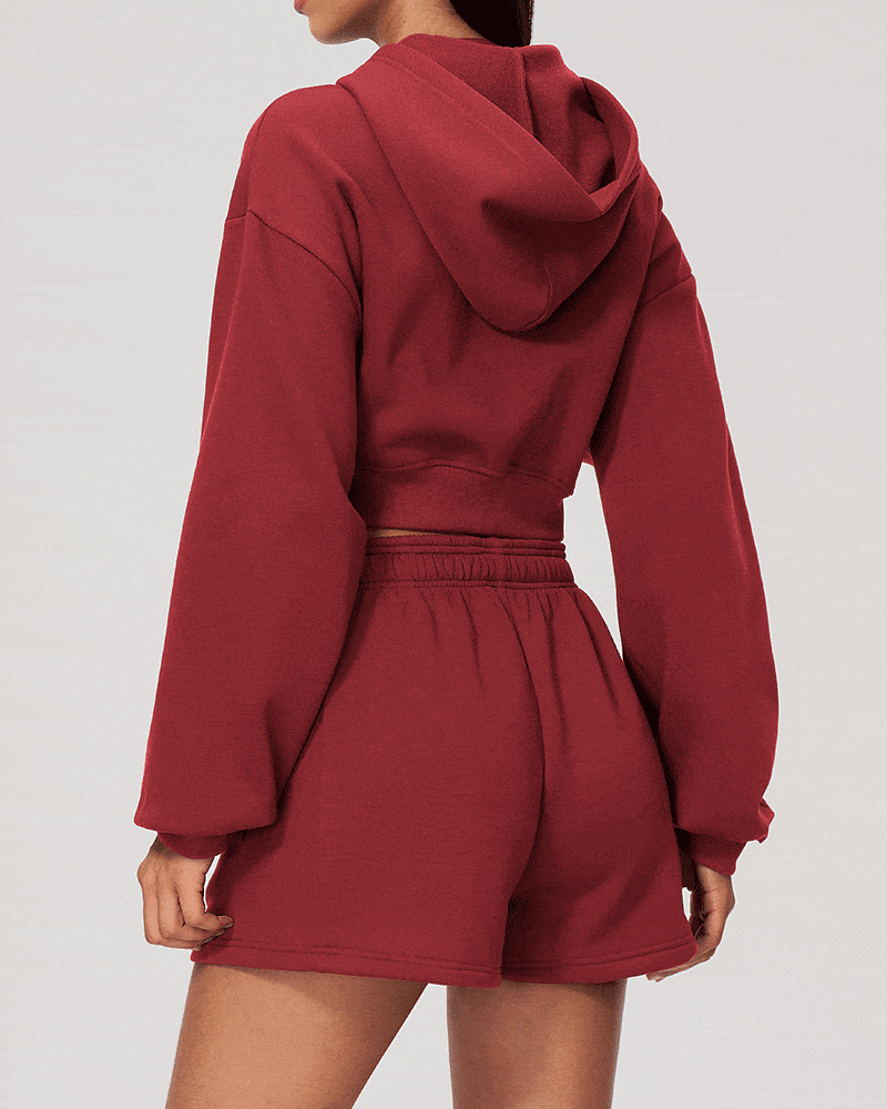 Cropped Zip-Up Hoodie Jacket for Women
