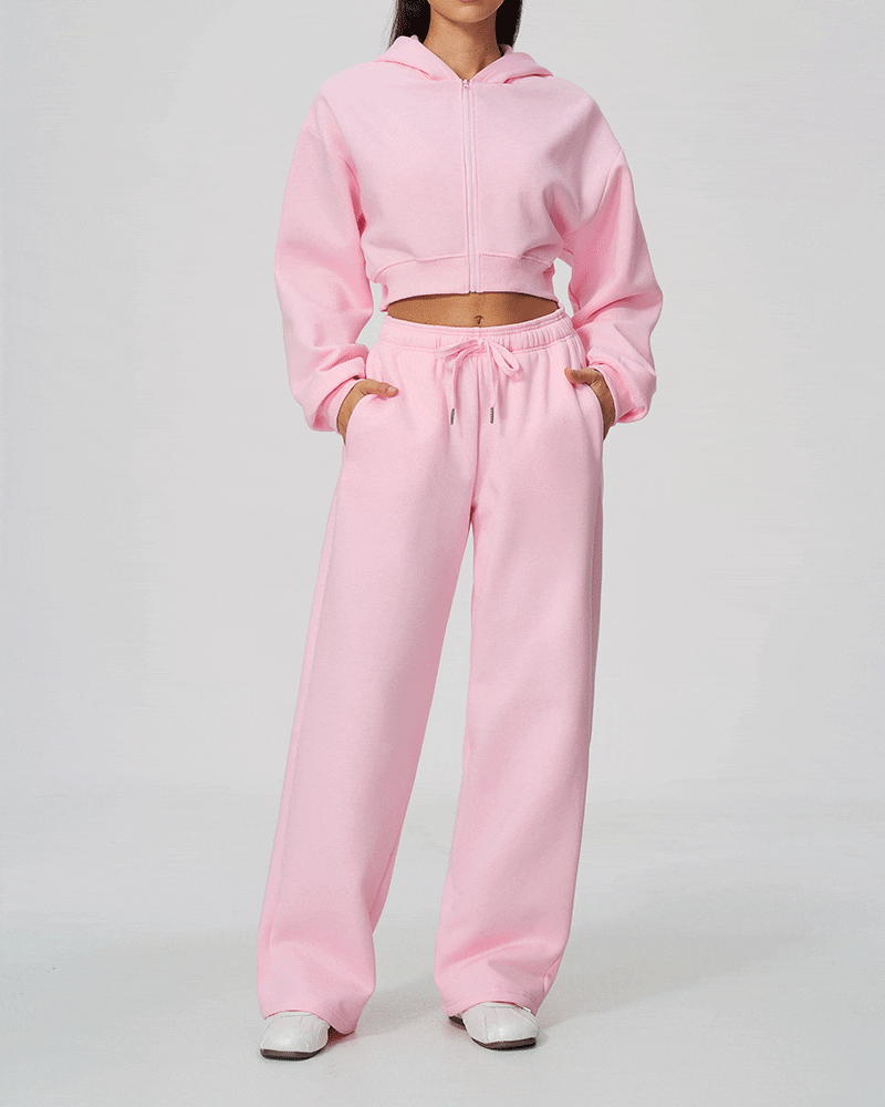 Cropped Zip-Up Hoodie Jacket for Women