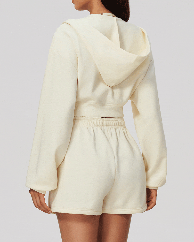 Cropped Zip-Up Hoodie Jacket for Women