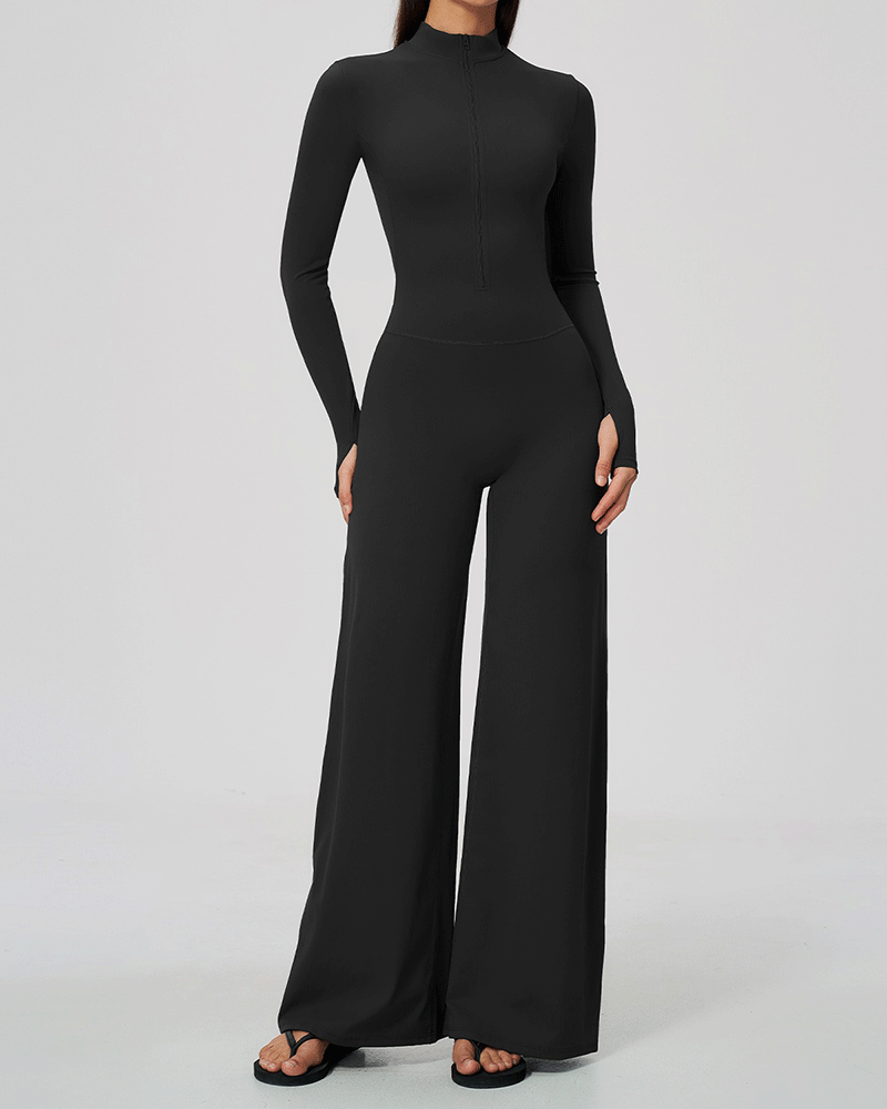 Fleece-Lined Long Sleeve Zip-Up Jumpsuit