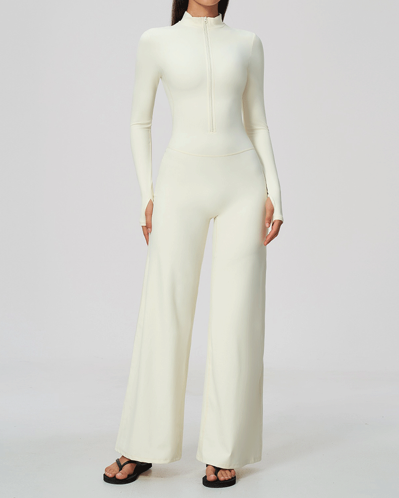 Fleece-Lined Long Sleeve Zip-Up Jumpsuit
