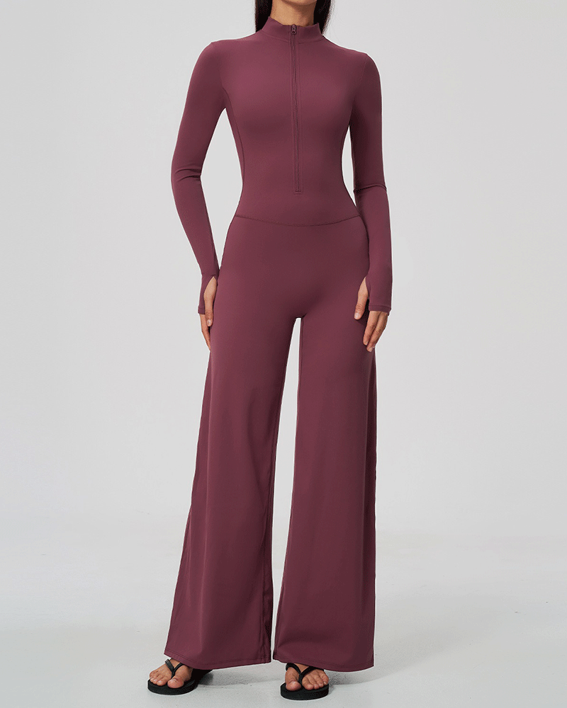 Fleece-Lined Long Sleeve Zip-Up Jumpsuit