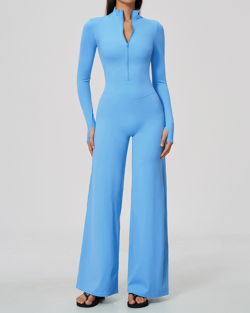 Fleece-Lined Long Sleeve Zip-Up Jumpsuit