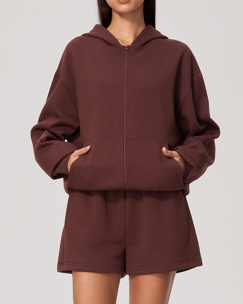 Oversized Hooded Zip-Up Jacket