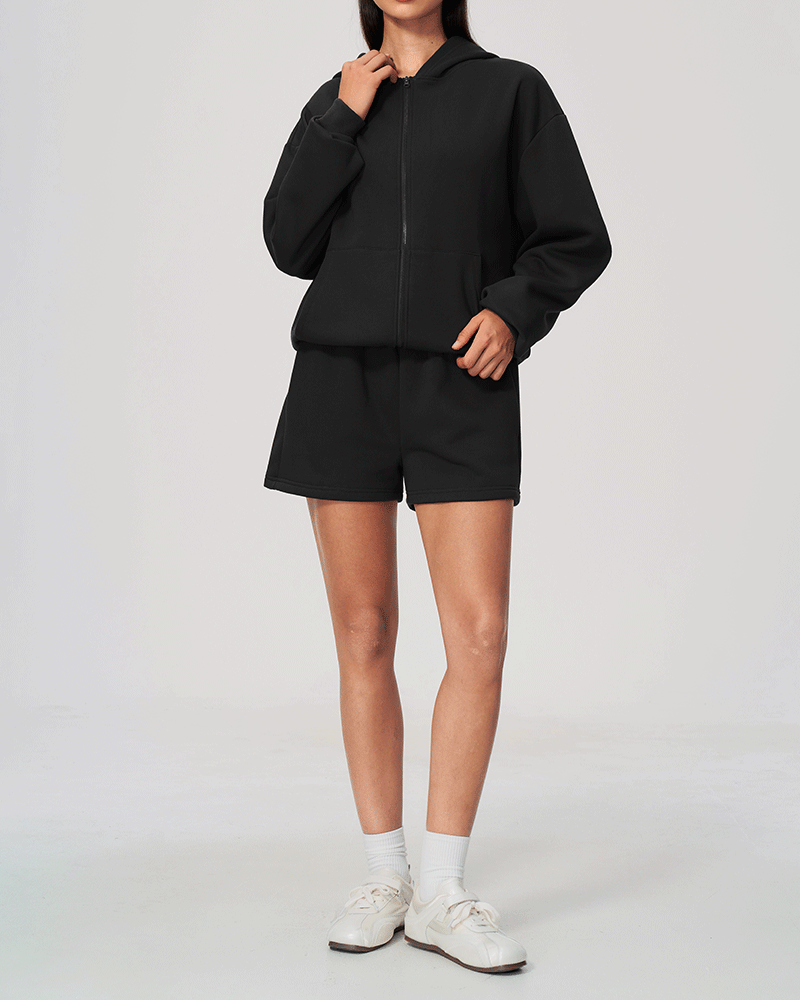 Oversized Hooded Zip-Up Jacket
