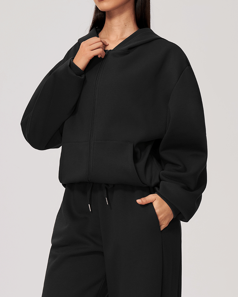 Oversized Hooded Zip-Up Jacket